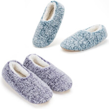 Women's Non-Slip Sherpa-Lined Slipper Socks with Gripper Soles, Soft Indoor House Shoes – Gift Set (S/M/L, 6 Colors)