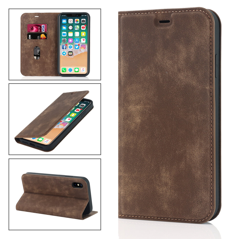 Shockproof Wallet Case For Iphone Xs Max 6.5", Rfid Blocking, Magnetic Closure, Kickstand, Brown 9479868112254