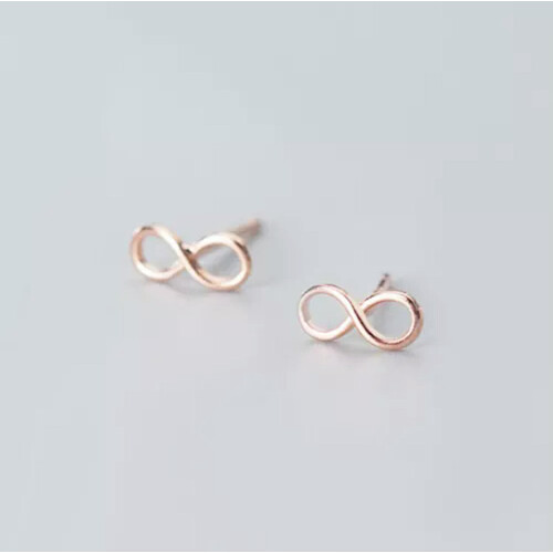 Sterling Silver Stud Earrings Rose Gold 1 Pair