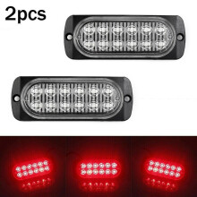 2x12V-24V Farol de Neblina Traseiro Vermelho com 12 LEDs para Caminhão, Carro, Van, Ônibus e Cabine - Luz de Emergência LED - Acessórios de