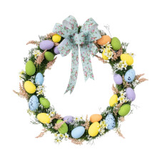 Decoratieve paaskrans met gekleurde eieren, 45 cm (17,71 inch) lentefeestkrans voor binnen/buiten, veranda, deur en muur – geschikt voor de