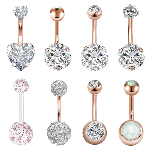 Belly Button Rings 14G Double Ball, Silver