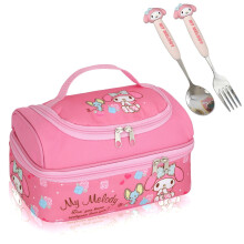 Sac à lunch étanche Anime Melody avec ensemble de 2 couverts en acier inoxydable pour les collations, les sandwichs et les repas, rose