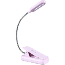 Lampe de lecture rechargeable à pince PIMIER, LED ambre bloquant la lumière bleue, 9 couleurs et modes de luminosité, autonomie de 70 h, lampe de