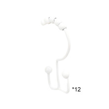 Crochets et anneaux de rideau de douche blancs en fer antirouille, installation facile par clips pour rideaux de salle de bain, lot de 12, 0,26 kg