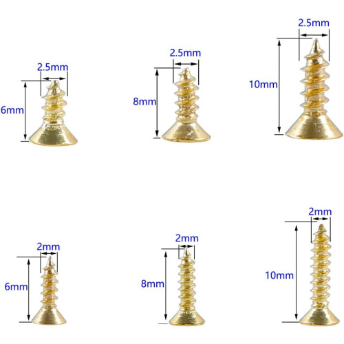 Antique Style Micro Screw Set, Solid Brass Wood Screws, Flat Countersunk Head, Phillips Drive, Perfect For Diy Projects, Corrosion Resistant 1
