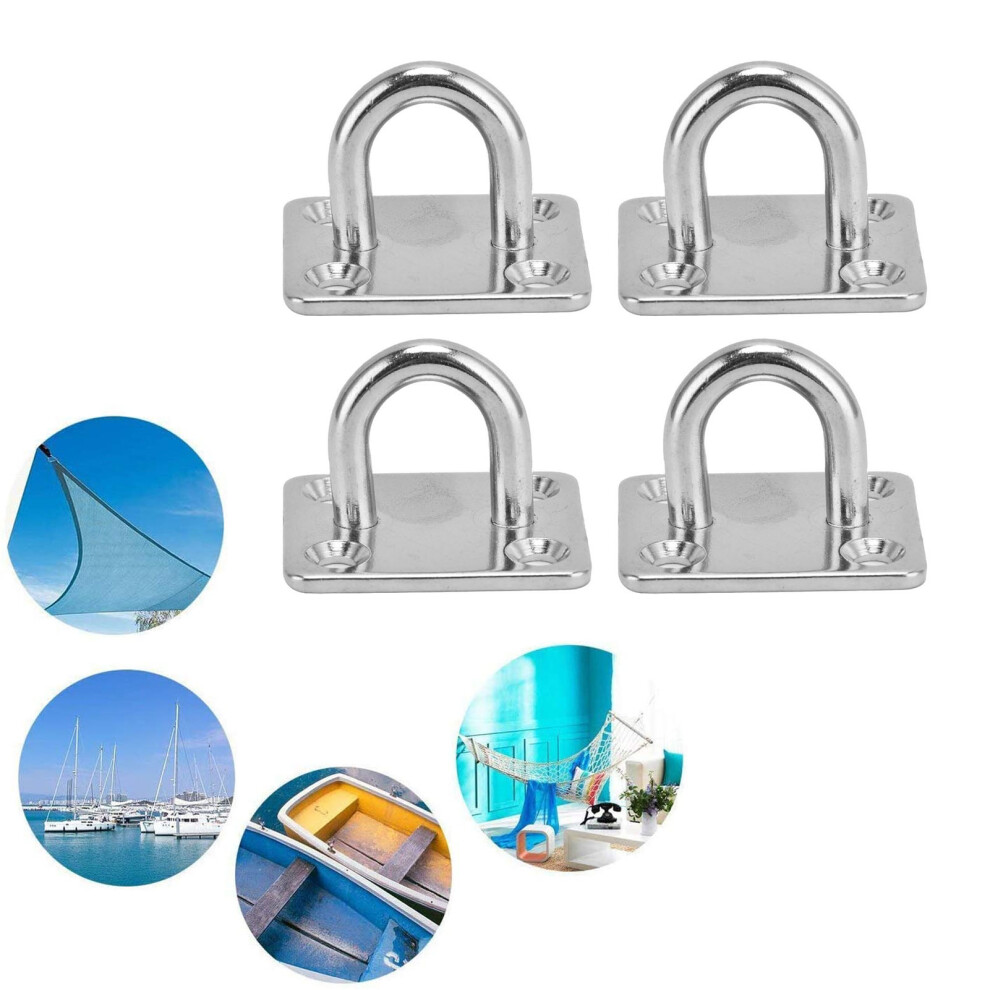 4Pcs 304 Stainless Steel Eye Plate Ceiling Wall Mount Hanger With Enclosed Hook 8711390690932