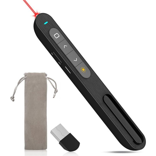 Wireless Presenter Remote, 2.4GHz USB Control Presentation PPT PowerPoint Clicker Support Hyperlink and Volume Control