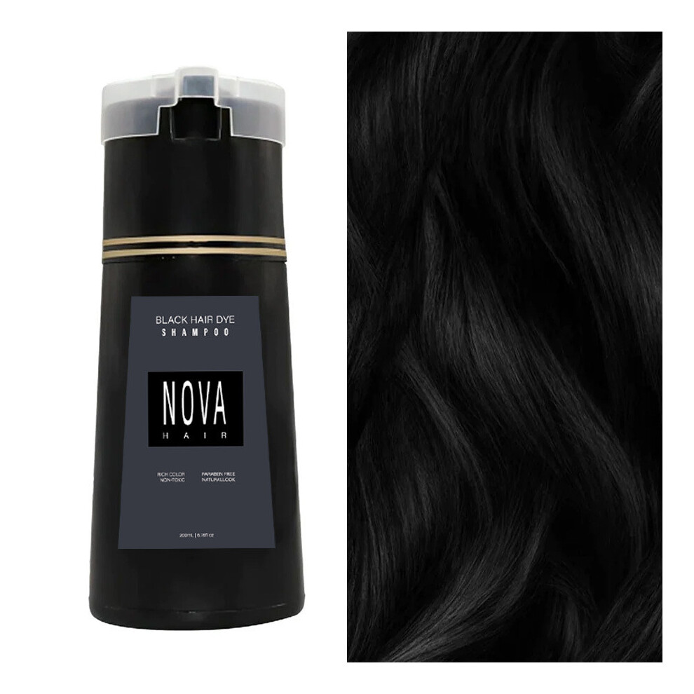 (Black) Instant Nova Hair Dye Shampoo Treatment Cream 200ml Brown Black Purple Red Women