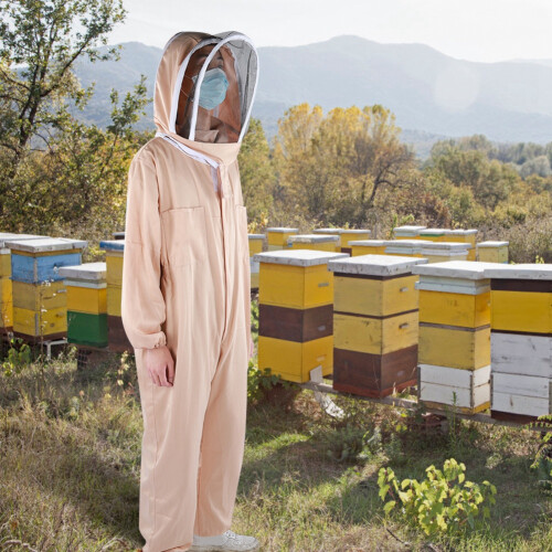 Apiary Polyester Beekeeping Jacket Suit Protective Bee Suits Beekeeper Smock Supplies ApricotL 1
