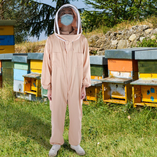 Apiary Polyester Beekeeping Jacket Suit Protective Bee Suits Beekeeper Smock Supplies ApricotL 2