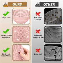 2Pack Banneton Bread Proofing Basket,Silicone Sourdough Bread Baking Basket,9 Inch Proofing Bowl Supplies Set Tool,B