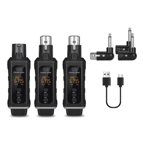 New 48V Capacitor XLR Adapter Wireless Microphone Transmitter Receiver for Dynamic Microphone Guitar Audio Mixer