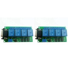 2X 12V 4 Channel RS232 Relay Board PC USB DB9 Interface Relay Module Serial Port Remote Control