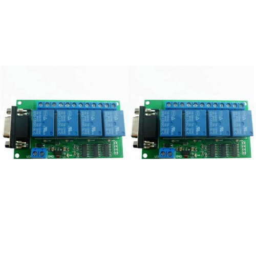 2X  12V 4 Channel RS232 Relay Board PC USB DB9 Interface Relay Module Serial Port Remote Control