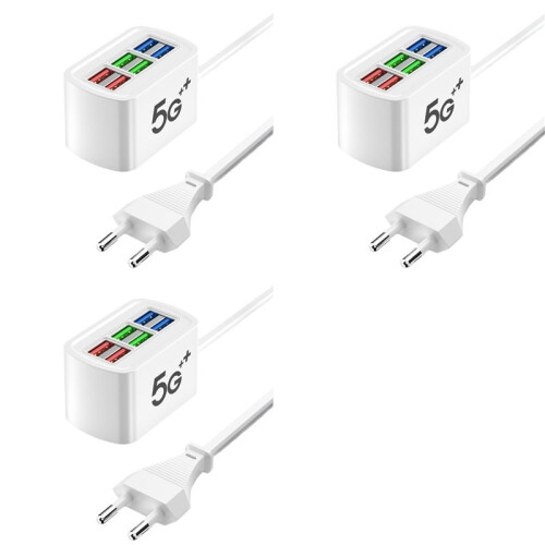 3X USB Power Strip Phone Charger Adapter MultiPort  Socket Wall Charger for   Socket HUB EU-PLUG