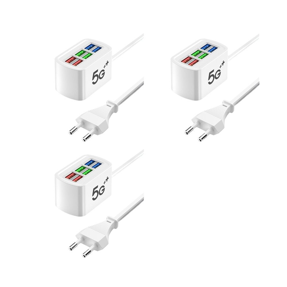 3X Usb Power Strip Phone Charger Adapter Multiport Socket Wall Charger For Socket Hub Eu-Plug Brecantia