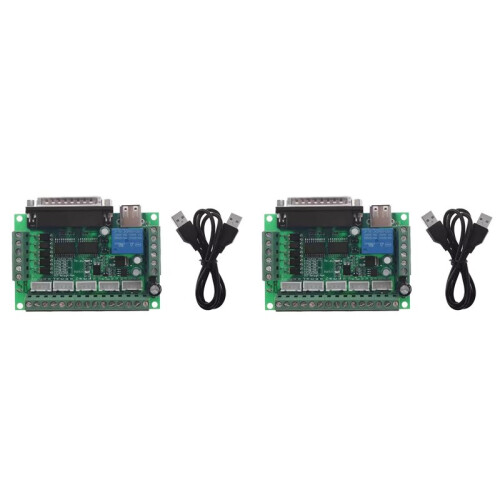2X MACH3 Engraving Machine 5 Axis CNC Breakout Board with Optical Coupler for Stepper Motor Drive Controller