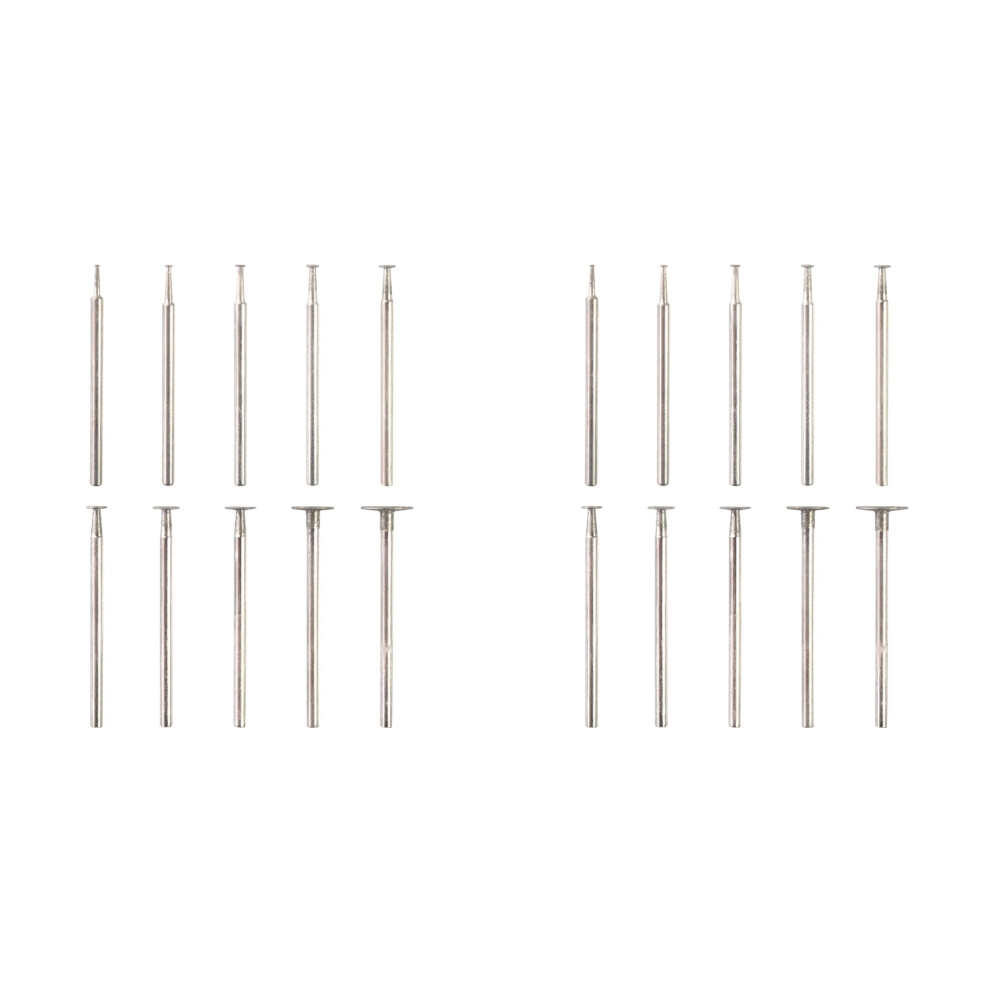 20Pcs T Shape Diamond Burr - 3/32Inch Shank Channel Cutting Burs Diamond Mounted Stone Carving Bits 4711824158001
