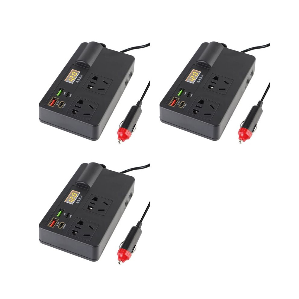 3X 12V/24V Car Inverter 200W To Ac 220V With Converter Qc 3.0 Usb/Pd/Type-C Chargers Voltage Detection B 6032692787895