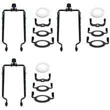 3pcs 7Inch Lamp Shade Harp Holder Adjustable Lamp Harp Kit E14,E26,E27 Light Base Adapter Black Horn Frame