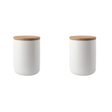 2X Tarro de Cerámica de 800 Ml con Tapa de Bambú para Almacenar Granos, Hojas de Té, Granos de Café, Dulces, Alimentos, Especias y Azúcar