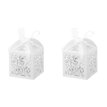 200 Stuks Lasergesneden Gunstdozen, 2X2 Inch Kleine Geschenkdozen voor Cadeaus, Feesthuwelijksgunsten met Lint, Wit