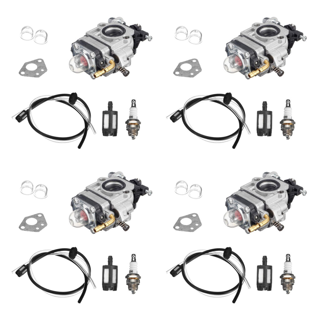 4X Motorcycle Carb Carburetor 15Mm 2 Stroke Carburettor For 43Cc 47Cc 49Cc 50Cc 52Cc Scooter Atv Dirt Bike Lawn Mower Silver 4712369563961