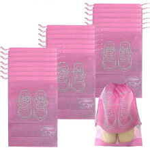 20PCS-Rose-Sac  Chaussures de Voyage, Ensemble de Sacs  Chaussures en Molleton impermable et Anti-poussire, avec fentre Transparente et Cordon de