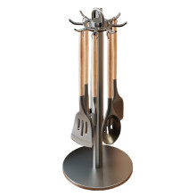 Kitchen Utensil Stand Rotating Storage Hanger with 8 Hooks,for Countertop Organization Rotatable Cooking Utensils Grey