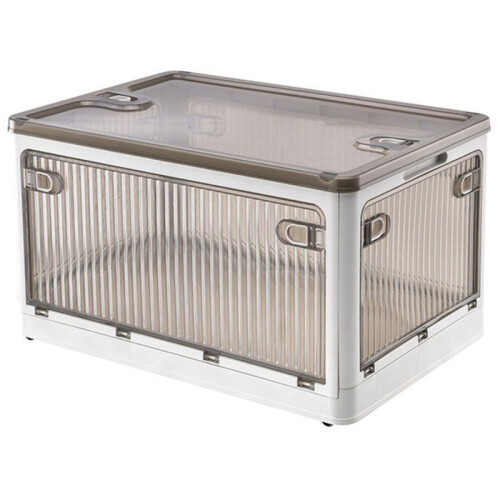 Foldable Storage Box with Wheels Large Capacity Transparent Stackable Waterproof for Closet Use and Home Organization E