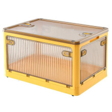 Boîte de Rangement Pliable à Roulettes, Capacité, Transparente, Empilable, Étanche, pour Placard et Organisation de la Maison D