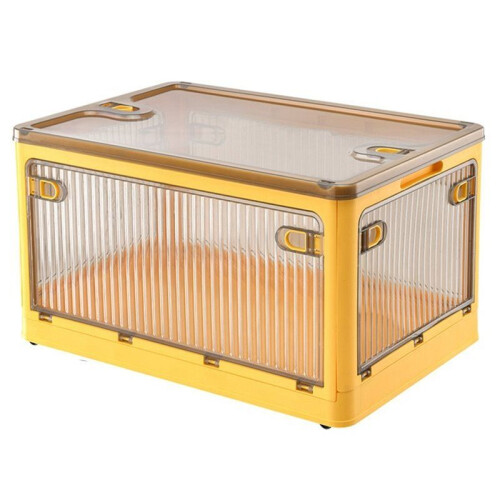 Foldable Storage Box with Wheels Large Capacity Transparent Stackable Waterproof for Closet Use and Home Organization D