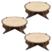 3 Pcs Woodland Cupcake Stand Wooden Cupcake Stand Decoration Western Cake Holder Camping Cake Holder