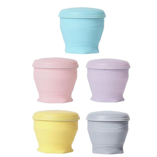 5PCS Silicone Foldable Travel Cup, 6oz Silicone Folding Camping Cup with Lids Foldable Drinking Water Cup