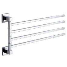 4 Bar Swivel Bathroom Towel Rack Kitchen Wall Mounted Bracket Save Space Aluminum Towel Hanger Organizer