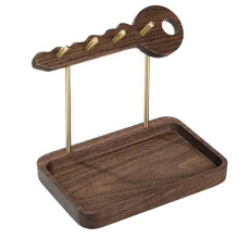 Elegant Walnut Key Holder - Ornament Wall-Mounted Entryway Organizer and Mask Storage Box Key Rack