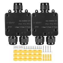 New IP68 Waterproof Y-Type Junction Box - PA9 Outdoor Enclosure with Gland for 4-15mm Cables 2pcs