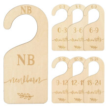 Wooden Baby Closet Dividers Set with Velvet Bag for Sizes Newborn to 24 Months
