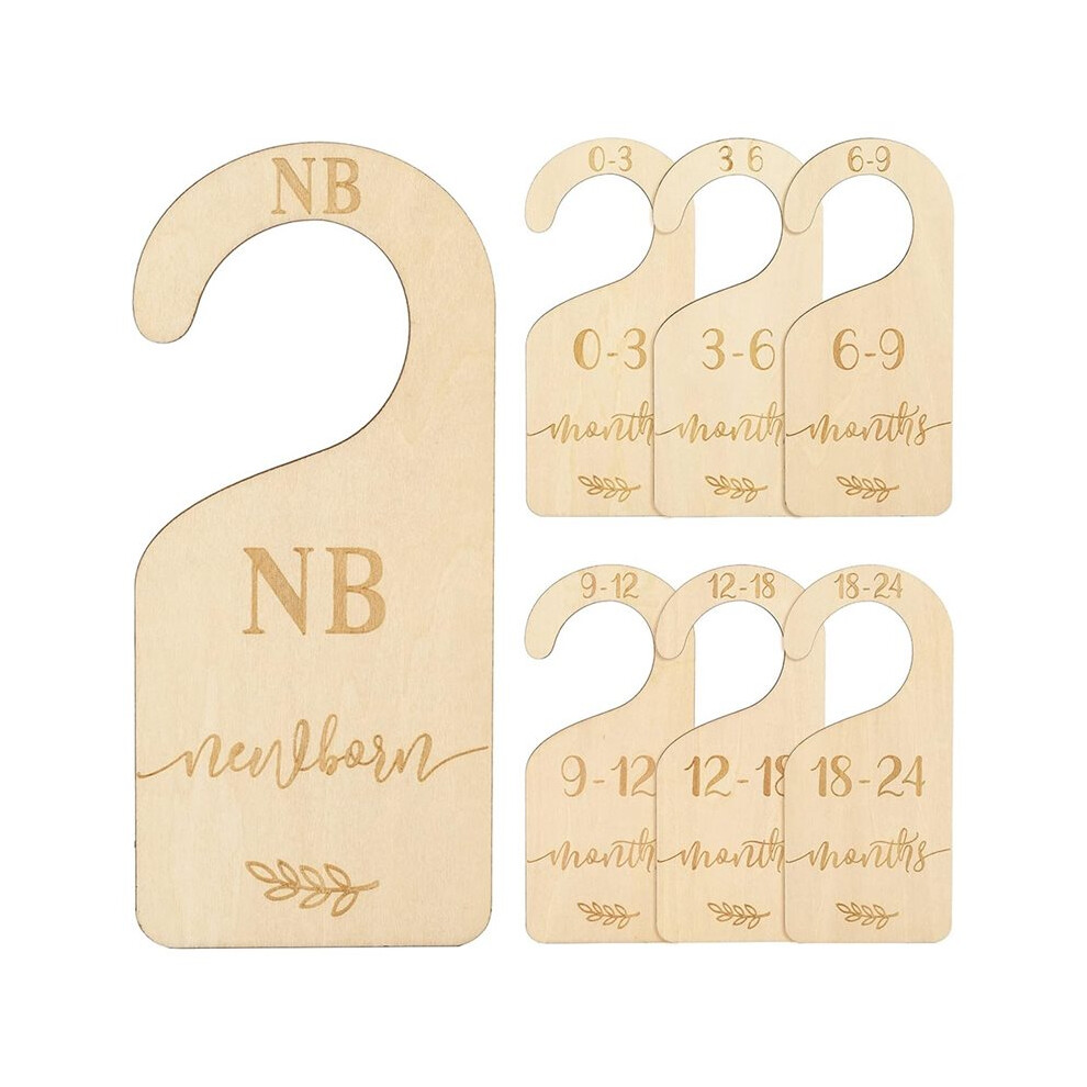 Wooden Baby Closet Dividers Set with  Velvet Bag for Sizes Newborn to 24 Months