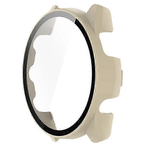 (White) Compatible For Garmin Forerunner 265S Anti-scratch PC Watch Case with Tempered Glass Screen Protector 1