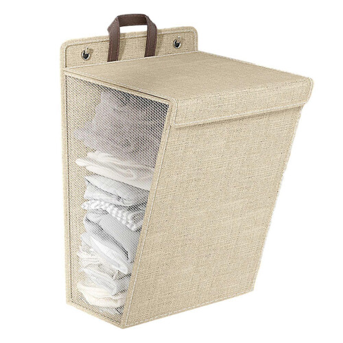 (Beige) Large Capacity Laundry Basket Practical Foldable Dirty Clothes Storage Box For Bathroom