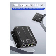 4X 4 Puertos Gigabit POE Extender 100/1000Mbps 90W 1in 4 Fuera PoE Repetidor DIN Rail Network VLAN para 48V POE Cámara Wierless AP