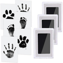 Baby Handprint and Footprint Kit, 3 Baby Inkless Print Pads, 6 Imprint Cards, Pet Paw Inkless Print, Gift for men/women