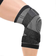 (L, Gray) Knee Support Brace Compression Strap Sleeve Sports Protector Ligament Adjustable