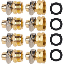 Garden Hose Repair Connector with Stainless Steel Clamps, 5/8" Barb x 3/4" GHT Thread