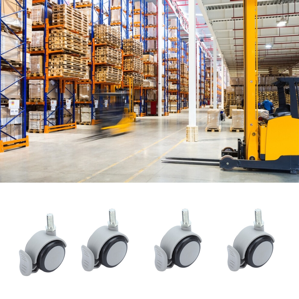 4Pcs Rubber Brake Caster Wheels 2In M10 Thread Swivel Furniture Accessories 6901390696061