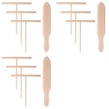 Ensemble de Spatules en T en Bois pour Étaler la Pâte à Crêpes, Ensemble de 12 Ustensiles pour Outil de Cuisine Uniforme pour Crêpière