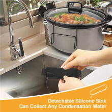 2X Support de Couvercle de Mijoteuse, Support de Couvercle de Casserole avec Évier en Silicone, Organisateur de Couvercle en Acier Inoxydable,