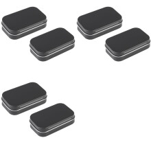 6 PCS Small Storage Box with Lid Rectangular Small Tin Boxes Metal Box with Lid Small Tin Box for Home Storage Black